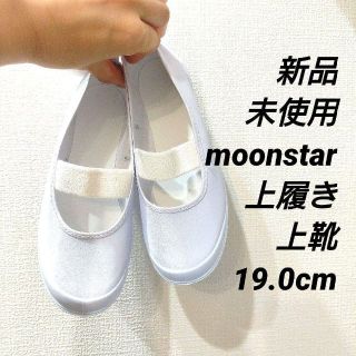 ムーンスター(MOONSTAR )のmoonstar ビニール バレーシューズ 上履き 19.0 ホワイト(スクールシューズ/上履き)