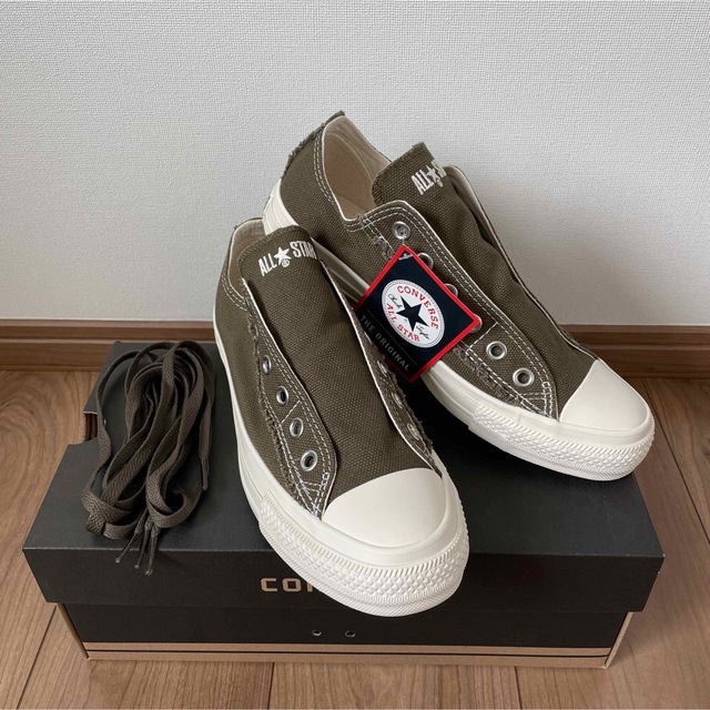 CONVERSE(コンバース)の【新品】コンバース オールスター ラフキャンバス スリップ オリーブ メンズの靴/シューズ(スニーカー)の商品写真