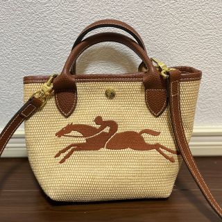 ロンシャン(LONGCHAMP)のロンシャンかごバッグ　ブラウン(かごバッグ/ストローバッグ)