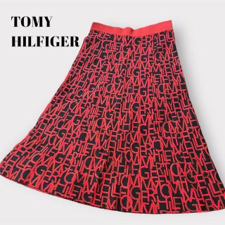 トミーヒルフィガー(TOMMY HILFIGER)の【美品】TOMY HILFIGER ニットスカート ロゴ ひざ丈 Aライン 希少(ロングスカート)