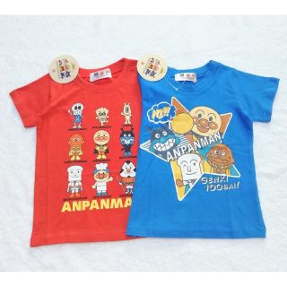 アンパンマン(アンパンマン)の新品　90cm　アンパンマン　男の子半袖Tシャツ2枚セット　ボーイ赤×パンチB(Tシャツ/カットソー)