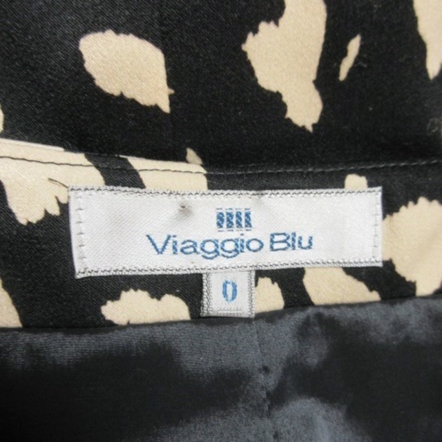 VIAGGIO BLU(ビアッジョブルー)のビアッジョブルー ワンピース ミニ 七分袖 袖タック レザーベルト 総柄 0 黒 レディースのワンピース(ミニワンピース)の商品写真