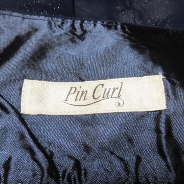Pin Curl(ピンカール)のピンカール スカート フレア ミニ レース シアー ラメ ツヤ感 36 紺 レディースのスカート(ミニスカート)の商品写真