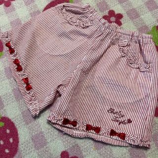 シャーリーテンプル(Shirley Temple)のシャーリーテンプル　ストライプ　リボン　ショートパンツ　ショーパン　キュロット(パンツ/スパッツ)