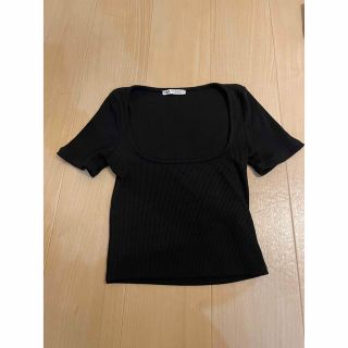 ザラ(ZARA)の試着のみ◇ZARA◇ショート丈トップス　ブラック(カットソー(半袖/袖なし))