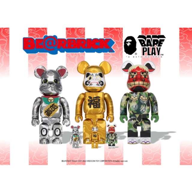 BE@RBRICK BAPE(R)招き猫 銀メッキ 達磨 金メッキ 獅子舞 超歓迎通販