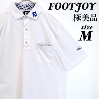 フットジョイ(FootJoy)のフットジョイ ゴルフウェア ポロシャツ ゴルフシャツ ホワイト 花柄 刺繍ロゴ(ウエア)