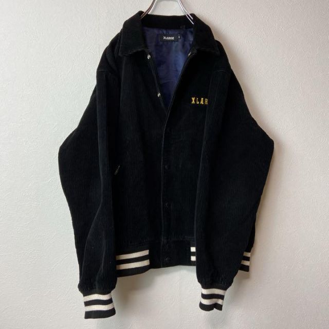 人気コーデュロイ】X-LARGEビッグ刺繍ロゴ古着ジャケット黒ブラックM
