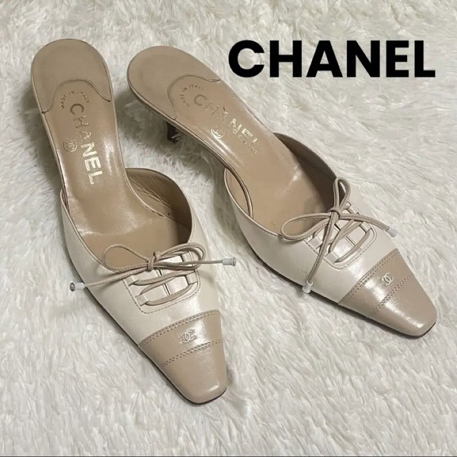 【美品】CHANEL シャネル CCマーク ミュール サンダル サイズ37