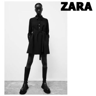 ザラ(ZARA)の【8/15迄】【新品】ZARA ウエストベルト付きシャツワンピース ミニワンピ(ミニワンピース)