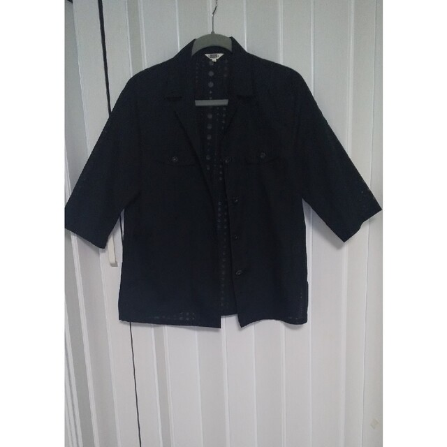 レディース 羽織りジャケット　薄手  黒 七分袖 13号 レディースのジャケット/アウター(その他)の商品写真
