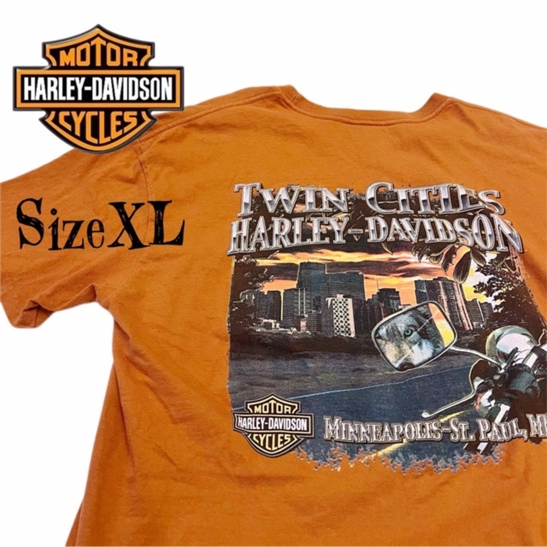 希少XL★HARLEY-DAVIDSON Tシャツ バイク ウルフ Tシャツ