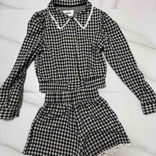 epine チェック柄ショートパンツ,ニット カーディガン セット