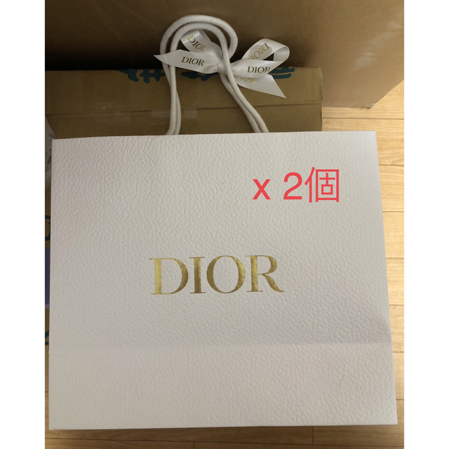 Dior(ディオール)のディオール ショッパー 大 リボン付き 【2枚】新品 レディースのバッグ(ショップ袋)の商品写真