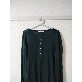 フォーティーカラッツアンドゴーニーゴ(40ct525（TAKEO KIKUCHI）)の40ct & 525 ヘンリーネックリネンシャツ ブラック(Tシャツ/カットソー(七分/長袖))