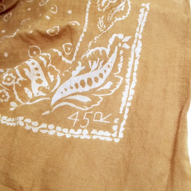 45rpm(フォーティーファイブアールピーエム)の45R✨45rpm インドカディ バンダナ 綿 コットン100% 日本製 黄系 レディースのファッション小物(バンダナ/スカーフ)の商品写真