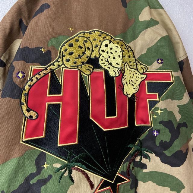 人気ビッグ刺繍ロゴ】HUFスタジャンアニマル柄カモ迷彩古着トラ