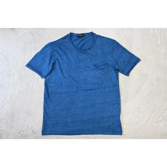 Tシャツ/カットソー(半袖/袖なし)新品 ダニエレフィエゾーリ リネンTシャツLブルーDANIELE FIESOLI