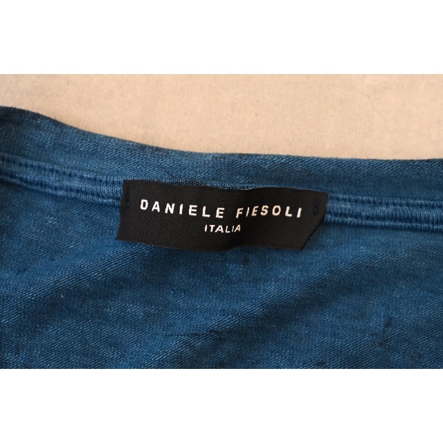 新品ダニエレフィエゾーリ リネンTシャツXLブルーDANIELE FIESOLI