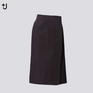 ユニクロ(UNIQLO)のユニクロUNIQLO +Jコットンリネンラップスカート タイト　67(ひざ丈スカート)