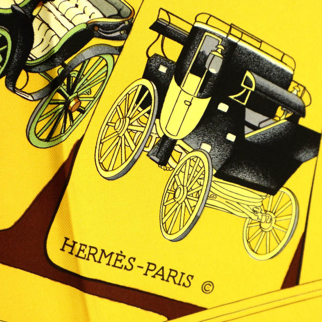 エルメス カレ90 CARROSSERIE 螺旋 車体 シルク スカーフ レディース イエロー系 HERMES  【アパレル・小物】 3