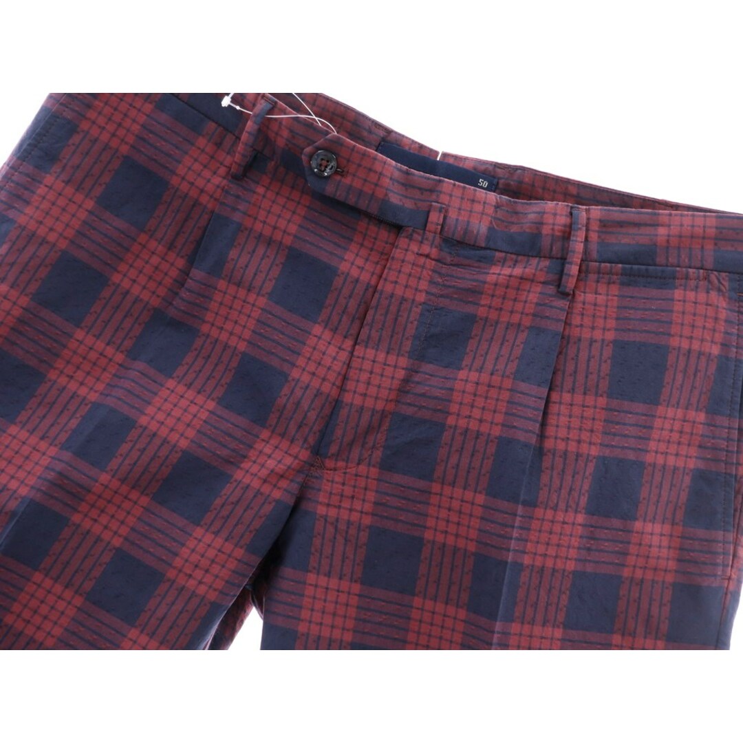新品】インコテックス INCOTEX チェック柄 シルク混コットン ショートパンツ ショーツ ネイビーxボルドー【サイズ50】【メンズ】 品数豊富! 9900円 インコテックス ショートパンツ サイズ50