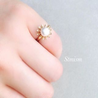 小花❤️コットンパールピンキーリング（4号〜8号）(リング)