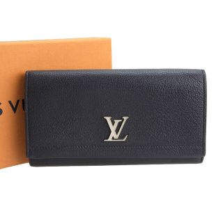 ルイヴィトン(LOUIS VUITTON)の【本物保証】 箱付 美品 ルイヴィトン LOUIS VUITTON ポルトフォイユ ロックミー2 カーフレザー ブラック M62329 ホック付長財布(財布)