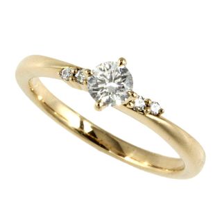 アザー(other)の【本物保証】 鑑付 超美品 リング K18YG ダイヤモンド 0.252ct メレダイヤ 0.03ct 10号 おしゃれ オシャレ シンプル ノーブランド No brand(リング(指輪))