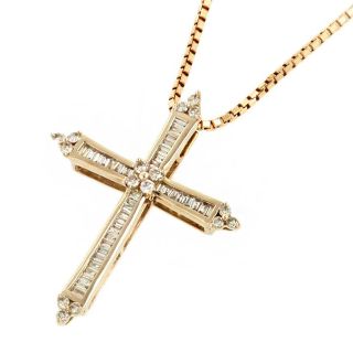 アザー(other)の【本物保証】 超美品 ネックレス K18YG メレダイヤモンド 0.35ct クロス 十字架 定番 ノーブランド No brand(ネックレス)