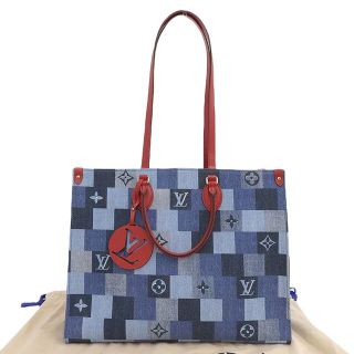 ルイヴィトン(LOUIS VUITTON)の【本物保証】 布袋付 未使用 ルイヴィトン LOUIS VUITTON モノグラム デニム オンザゴーGM 2WAYバッグ ブルー レッド M44992(その他)