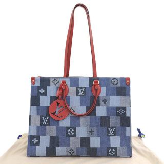 ルイヴィトン(LOUIS VUITTON)の【本物保証】 布袋付 未使用 ルイヴィトン LOUIS VUITTON モノグラム デニム オンザゴーGM 2WAYバッグ ブルー レッド M44992(その他)