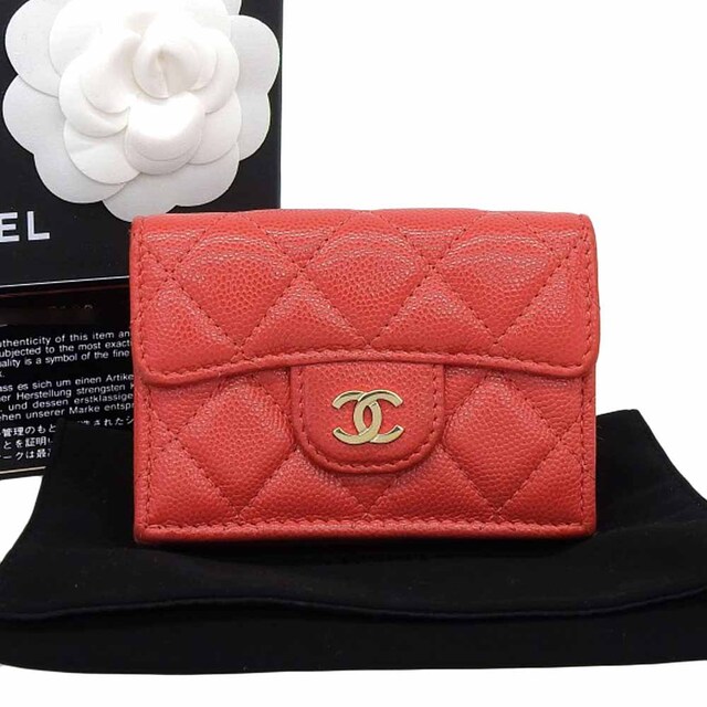 【本物保証】 箱・保・布袋付 美品 シャネル CHANEL ココマーク ロゴ コンパクトウォレット ダブルホック折財布 AP0230 シール付 28番台約35cmランク