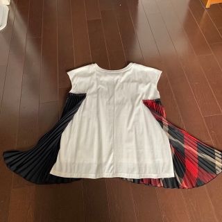 新品ブルーレーベルプリーツ使いフレンチ袖シャツ-