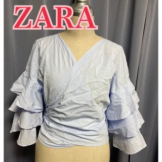 ザラ(ZARA)のZARA フリル袖 ショート丈 カクシュール ブラウス(シャツ/ブラウス(長袖/七分))