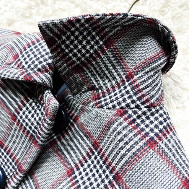 美品 PRADA プラダ チェック グレー ロング ジャケット コート 最新の