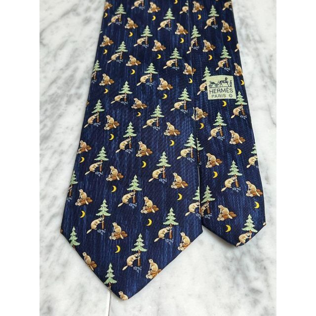 Hermes - 【世界最高峰ネクタイ✨️極美品✨️】HERMES ネイビー系 総