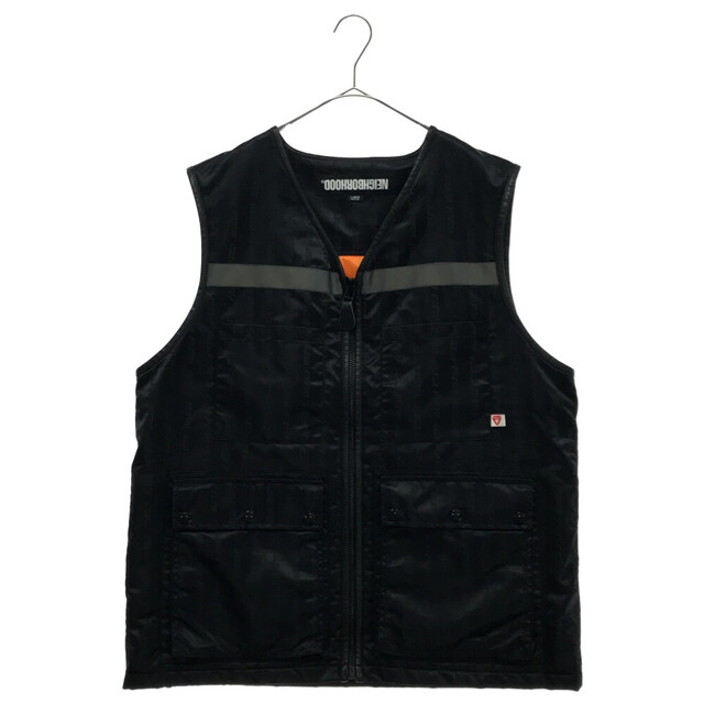 43センチ表地NEIGHBORHOOD ネイバーフッド 18AW EM E-1 N-VEST 総柄ナイロンベスト 182TSNH-JKM02S ブラック