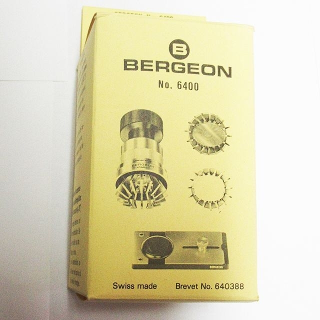 時計修理工具/Bergeon回転台付10本組ドライバー+風防挿入器+キズ見