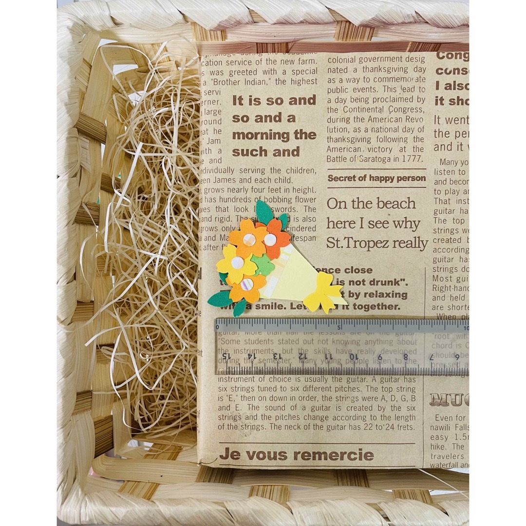 花束　メッセージカード　2点セット ハンドメイドの文具/ステーショナリー(カード/レター/ラッピング)の商品写真