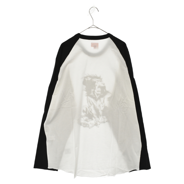 SUPREME シュプリーム 18SS Lion Raglan Baseball Top ライオン ラグランベースボールトップ 長袖Tシャツ  ホワイト/ブラック