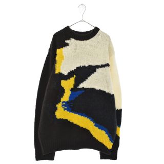 ドリスヴァンノッテン(DRIES VAN NOTEN)のDRIES VAN NOTEN ドリスヴァンノッテン 212-434 21AW グラフィックデザインウール混オーバーサイズニットセーター ブラウン マルチ(ニット/セーター)