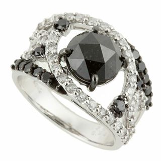 アザー(other)の【本物保証】 鑑付 超美品 K18WG ブラックダイヤモンド 2.83ct メレダイヤモンド 0.84ct 11.5号 リング 指輪 おしゃれ ノーブランド No brand(リング(指輪))