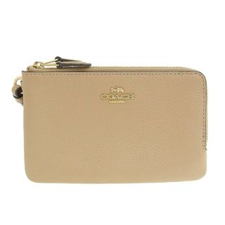 コーチ(COACH)の【本物保証】 超美品 コーチ COACH ロゴ ポーチ 小物入れ レザー ベージュ 6649(ポーチ)