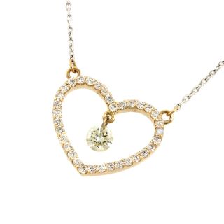 アザー(other)の【本物保証】 超美品 ネックレス K18YG K18WG ダイヤモンド 0.32ct メレダイヤモンド 0.18ct ハートモチーフ 3.3g ノーブランド No brand(ネックレス)