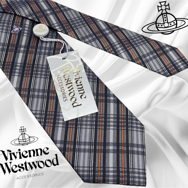 Vivienne Westwood(ヴィヴィアンウエストウッド)の【新品】vivienne westwood ネクタイ シルク オーブ チェック柄 メンズのファッション小物(ネクタイ)の商品写真