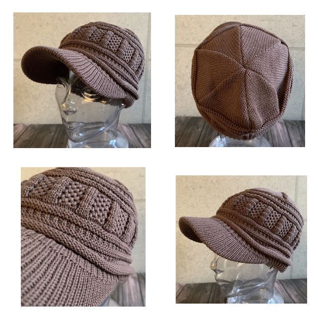 送料込 帽子 サマーニット つば付きニットキャップ 模様編み キャスケット mc メンズの帽子(キャスケット)の商品写真
