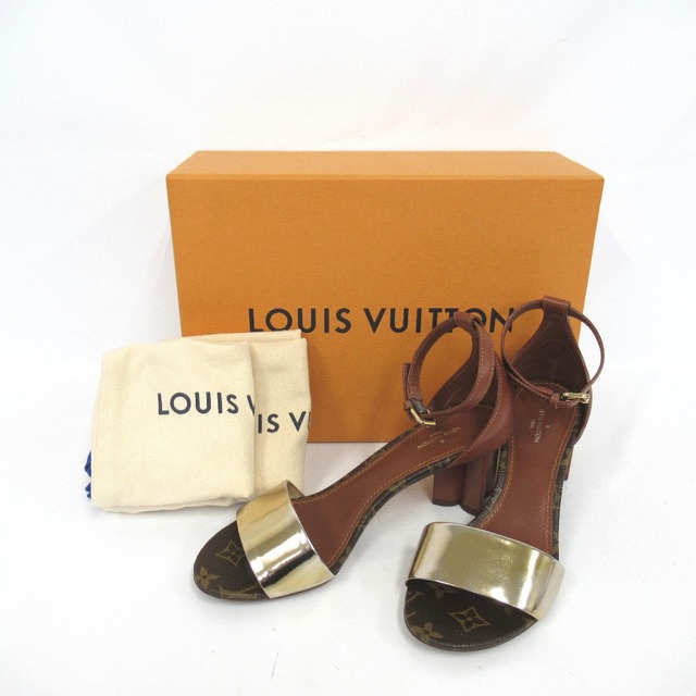 LOUIS VUITTON(ルイヴィトン)のルイ・ヴィトン モノグラム　アンクルストラップ　ヒールサンダル　#37　LOUIS VUITTON Ot955072 中古 レディースの靴/シューズ(サンダル)の商品写真