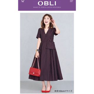 オブリ(OBLI)の〖 新品 〗OBLI 別注ドットグログランワンピース　OBLI M オブリ(ロングワンピース/マキシワンピース)