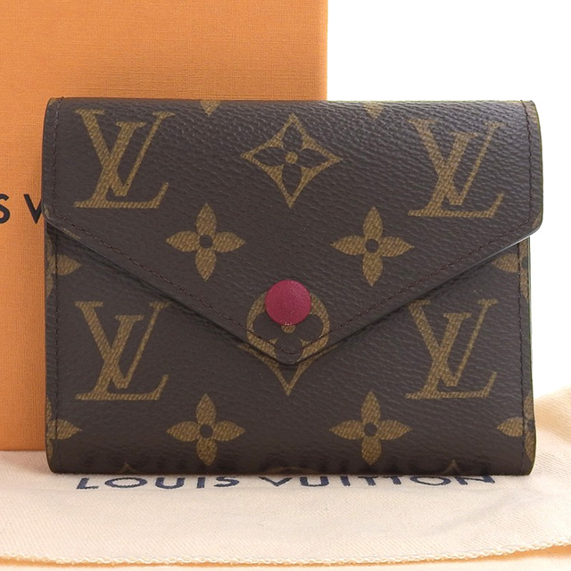 【本物保証】 箱・布袋付 超美品 ルイヴィトン LOUIS VUITTON モノグラム ポルトフォイユ ヴィクトリーヌ ホック付折財布 フューシャ  M41938 | フリマアプリ ラクマ